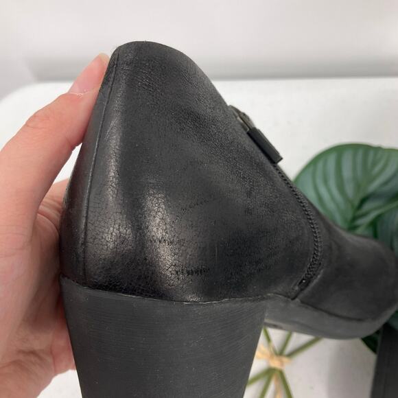 Dansko Raina Black Burnished Nubuck Leather Side Zip Block Heel Ankle Boot Shoes - Picture 11 of 11